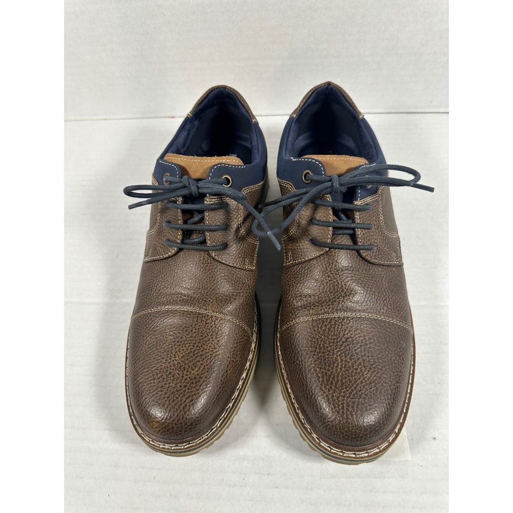 Freeman Mens Brown Faux Leather Oxfords Lace Up Comfort Dress‎ Shoes Size 10M